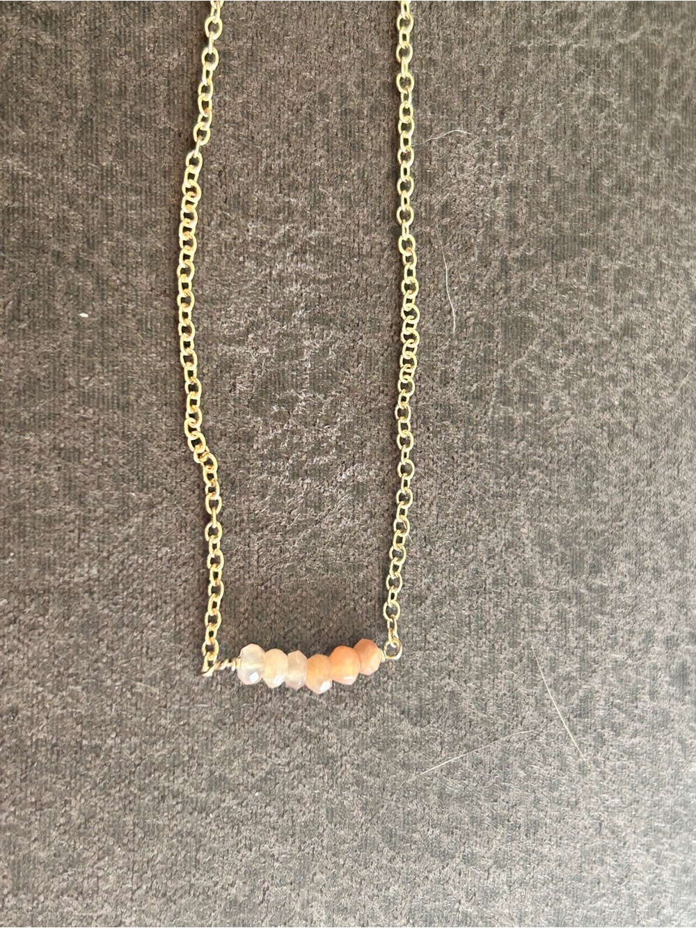 Gold Chain Necklace with Peach and Ivory Beads - Women Jewelry
